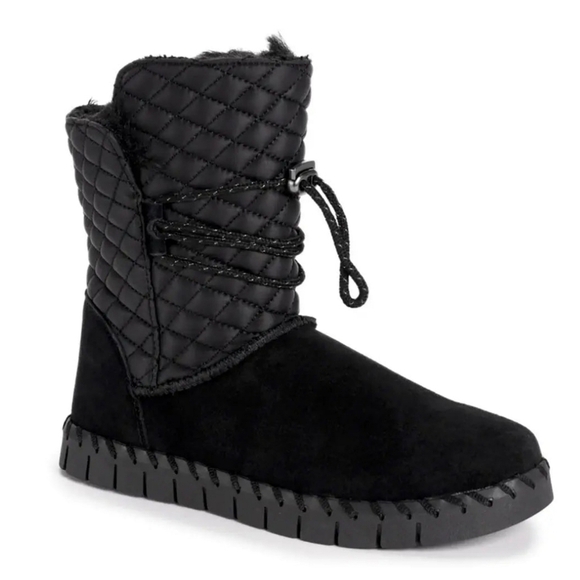 Muk Luks Womens Flexi Bridgehampton Pull-on Boot Black | Outdoor Cozy Spring - Picture 1 of 13